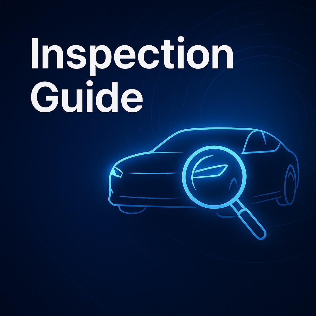 A magnifying glass focusing on a car's engine during an inspection.